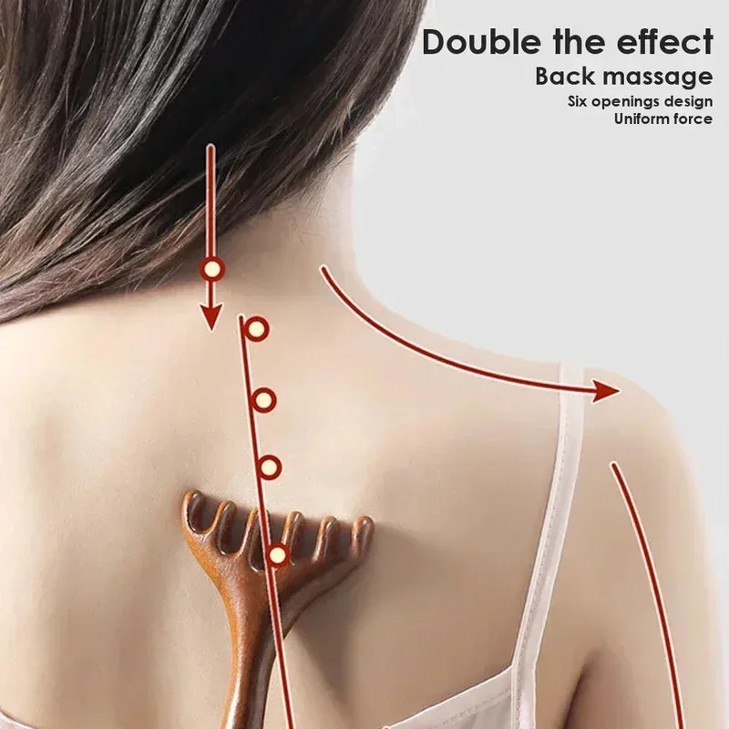 1Pcs Massager Gua Sha Natural Golden Sandalwood Five-Claw Scalp Tool Back Scratcher Spa Handheld Meridian Massage Comb Hair Care - Image 6