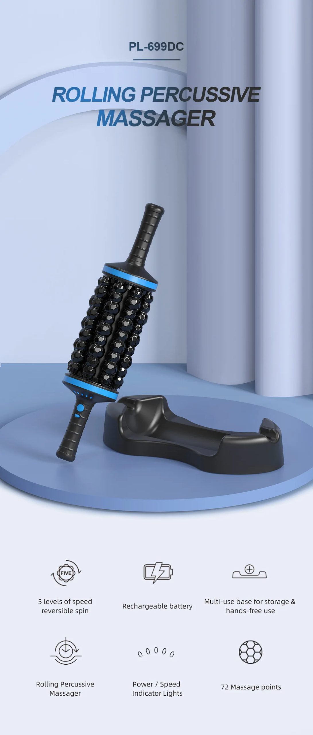 NEWGAGA Cordless Roller Body Massage Rechargeable Back Foot Leg Relaxer Vibrators Rolling Percussive Massager Muscle Relaxation NEWGAGA Cordless Roller Body Massage Rechargeable Back Foot Leg Relaxer Vibrators Rolling Percussive Massager Muscle Relaxation