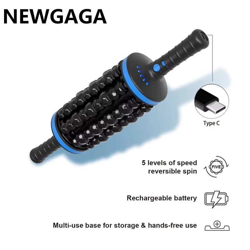 NEWGAGA Cordless Roller Body Massage Rechargeable Back Foot Leg Relaxer Vibrators Rolling Percussive Massager Muscle Relaxation