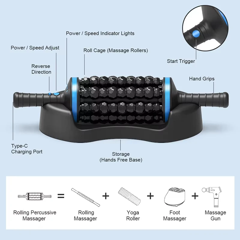 NEWGAGA Cordless Roller Body Massage Rechargeable Back Foot Leg Relaxer Vibrators Rolling Percussive Massager Muscle Relaxation - Image 5