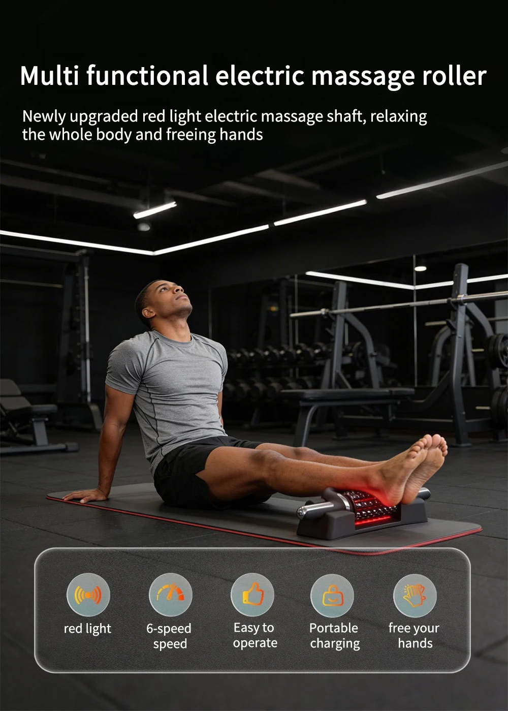 Electric Roller Massage Impactor With Red Light Heat Function Deep Muscle Relaxation Relieves Overall Fatigue Rechargeable