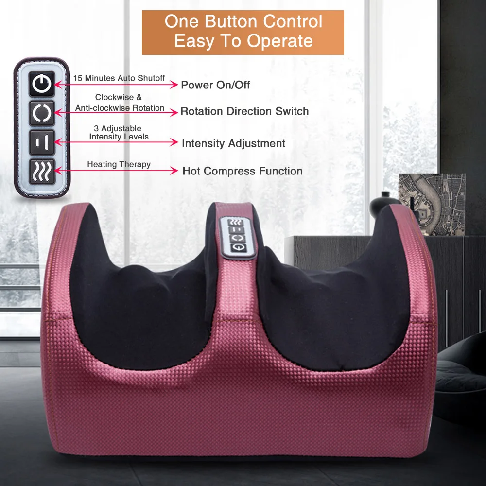 Electric Foot Massager Heating Therapy Hot Compression Shiatsu Kneading Roller Muscle Relaxation Pain Relief Foot Spa Machine Electric Foot Massager Heating Therapy Hot Compression Shiatsu Kneading Roller Muscle Relaxation Pain Relief Foot Spa Machine