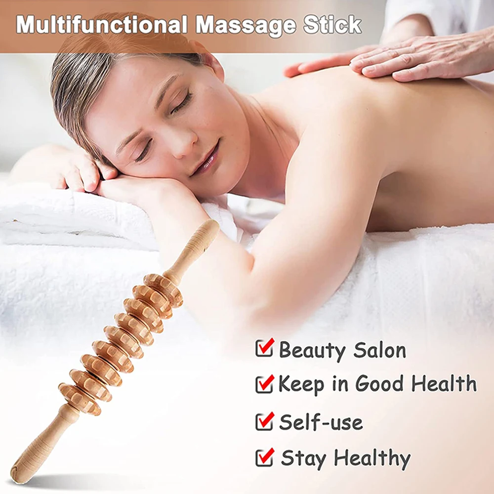 6 In 1 Wood Therapy Massage Tool Lymphatic Drainage Massager Anti Cellulite Fascia Massage Roller for Full Body Muscle relaxatio - Image 2
