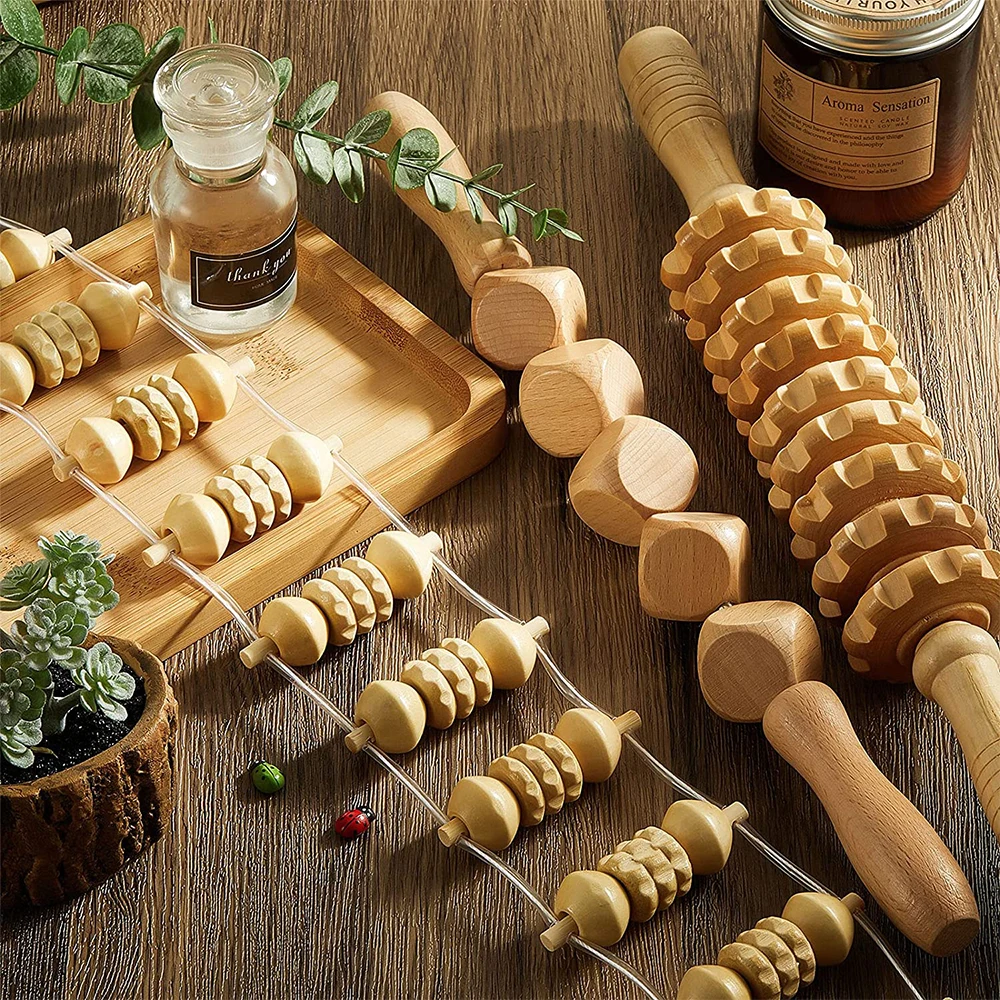 6 In 1 Wood Therapy Massage Tool Lymphatic Drainage Massager Anti Cellulite Fascia Massage Roller for Full Body Muscle relaxatio - Image 5