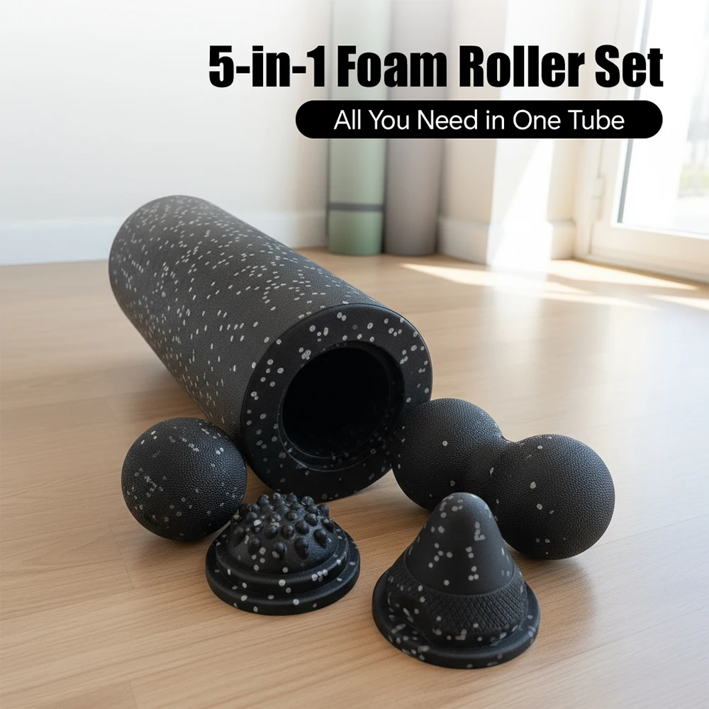 5-in-1 Fascia Roller Set Muscle Recovery Set-Vibrating Foam Roller&Peanut Massage Ball for Back,Neck,Leg Yoga Workout 5-in-1 Fascia Roller Set Muscle Recovery Set-Vibrating Foam Roller&Peanut Massage Ball for Back,Neck,Leg Yoga Workout
