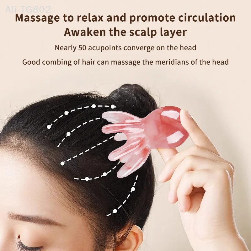 Resin Octopus Scalp Massage Comb Meridian Scraping Acupuncture Gua Sha Fatigue Relief Brush for Head And Body - Image 5