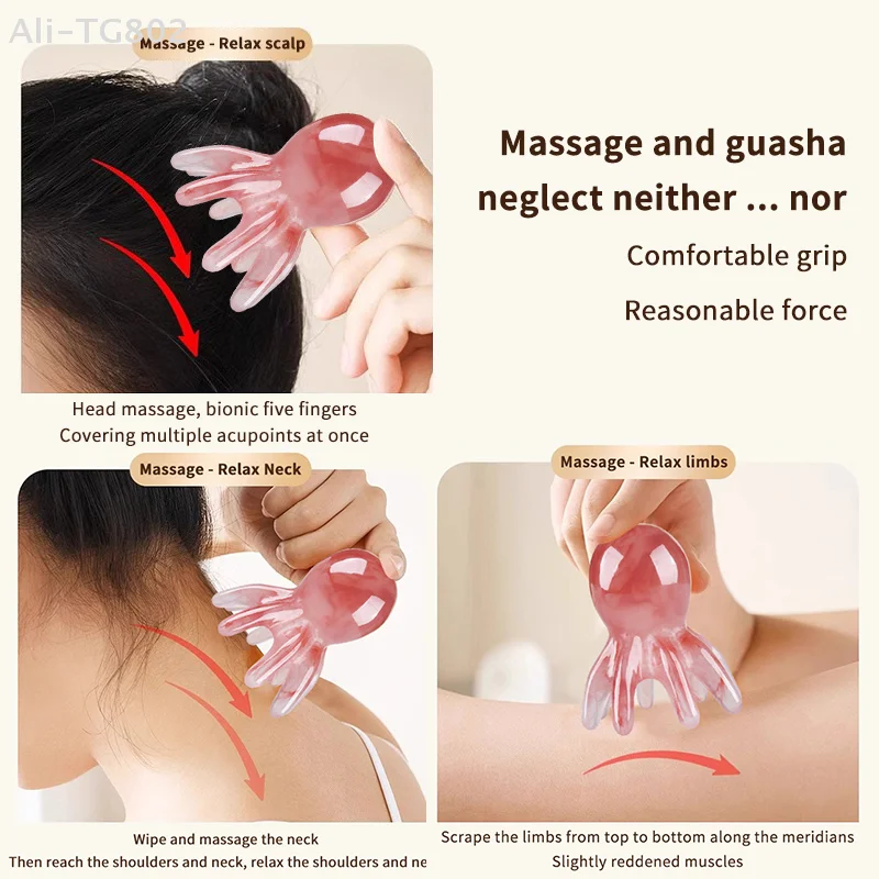 Resin Octopus Scalp Massage Comb Meridian Scraping Acupuncture Gua Sha Fatigue Relief Brush for Head And Body - Image 4