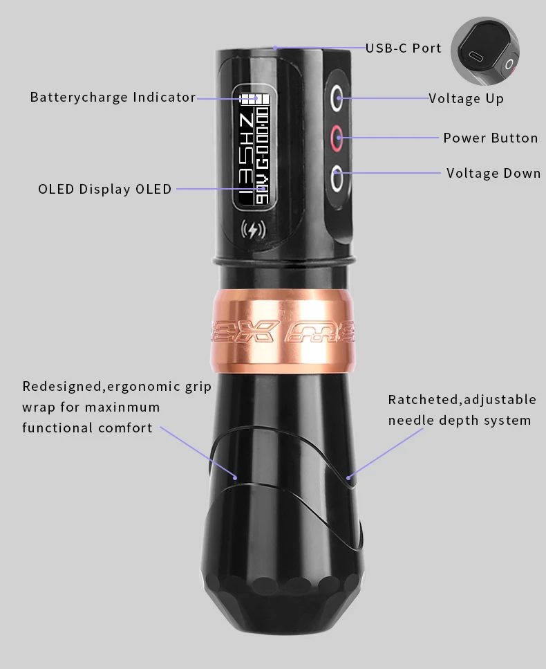 YILONG MAX Tattoo Machine Cartridge Pen 2400mAh Batteries Coreless Motor Lithium Battery Pen Machine For Tattoo Artists Body Kit
