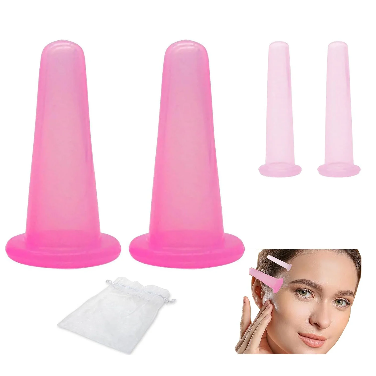 4pcs Silicone Facial Cupping Set for Face And Eye Anti-Cellulite Massage Health Care Vacuum Cupping Kit for Facial Care - Image 2