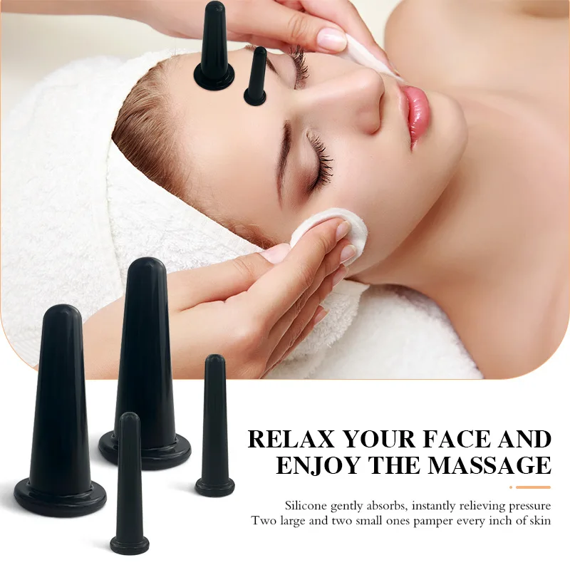 4pcs Silicone Facial Cupping Set for Face And Eye Anti-Cellulite Massage Health Care Vacuum Cupping Kit for Facial Care - Image 3