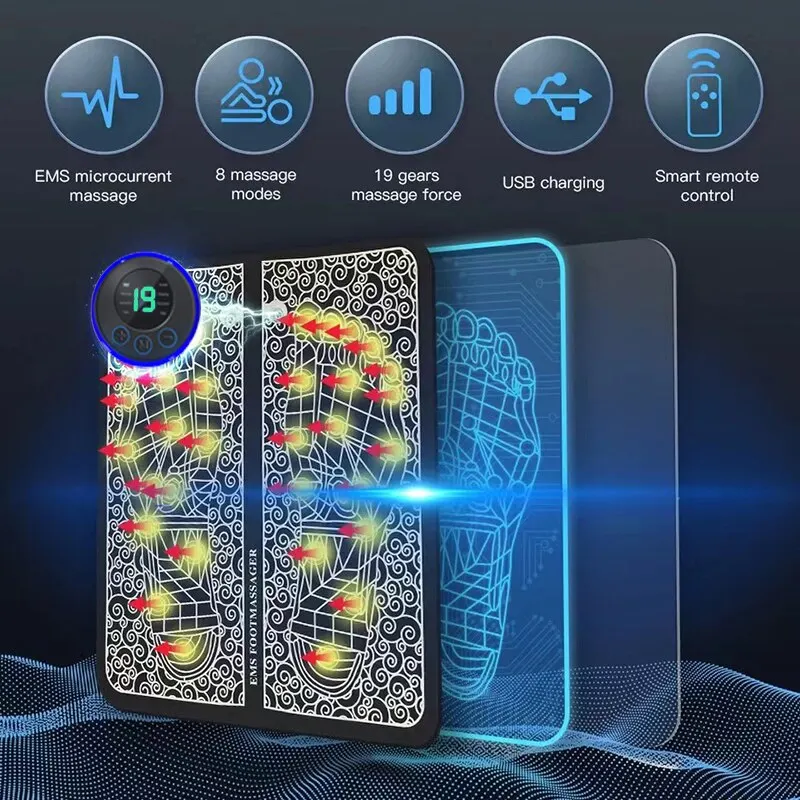 Foot Massger Sole Massage Pad Feet Muscle Stimulation 8 Modes 19 Level Relaxation USB Charging - Image 5