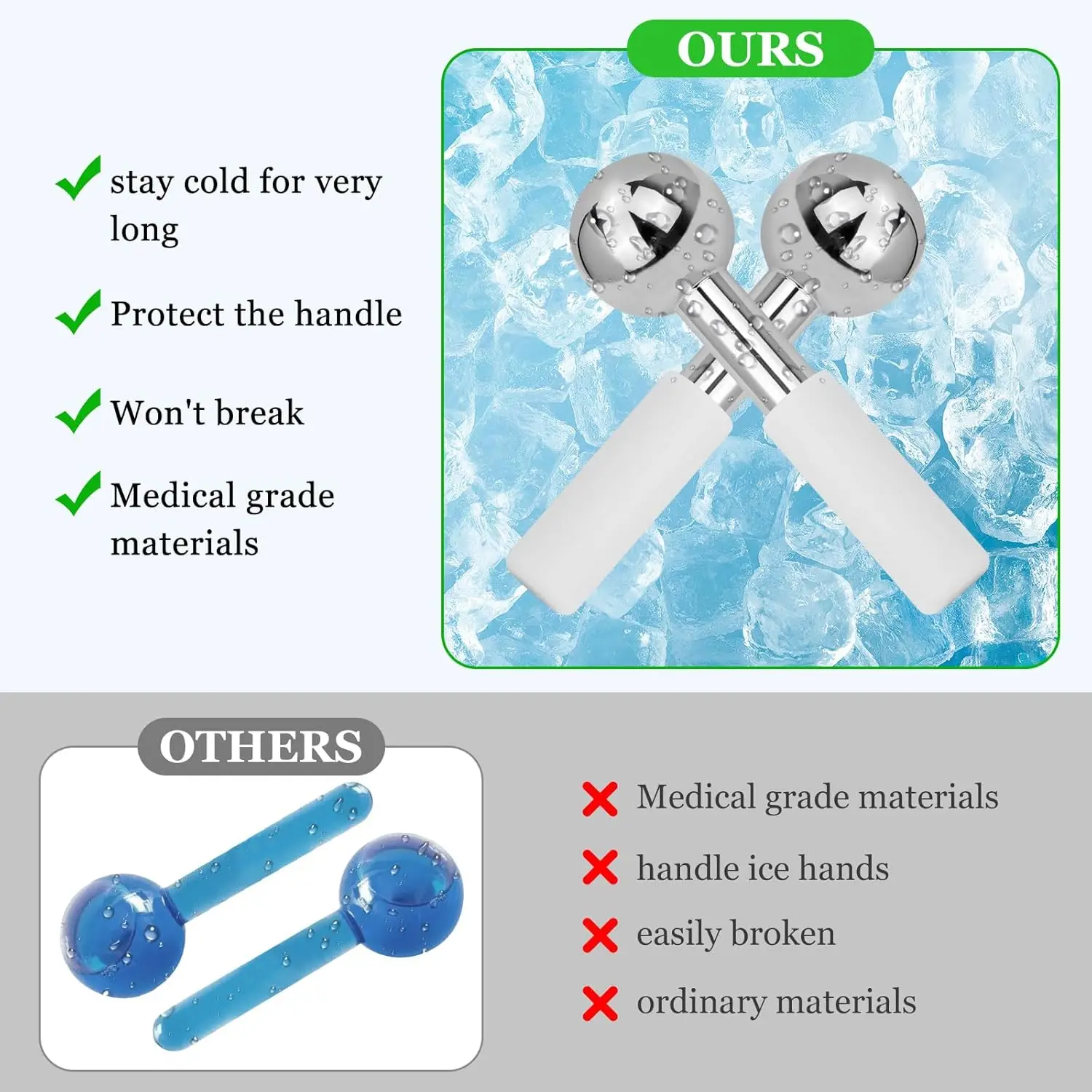 Ice Globes for Face Eyes Stainless Cool Massagers Cold Roller Cooling Globes for Puffiness Sagging Skin Facial Relaxation - Image 6