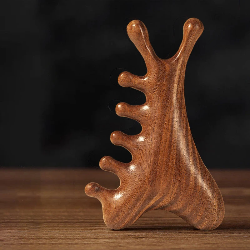 Multifunctional Meridian Wooden Massage Head Health Comb Guasha Point Comb Sandalwood Large Wide Tooth - Image 2
