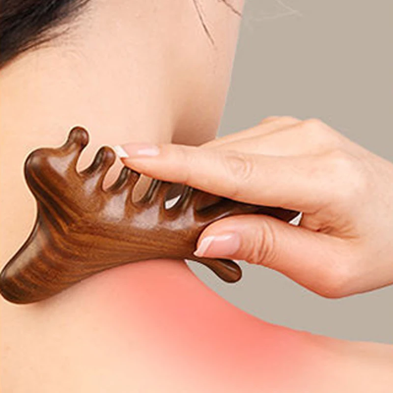 Multifunctional Meridian Wooden Massage Head Health Comb Guasha Point Comb Sandalwood Large Wide Tooth - Image 5