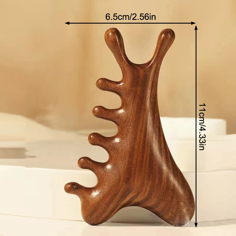 Multifunctional Meridian Wooden Massage Head Health Comb Guasha Point Comb Sandalwood Large Wide Tooth - Image 6