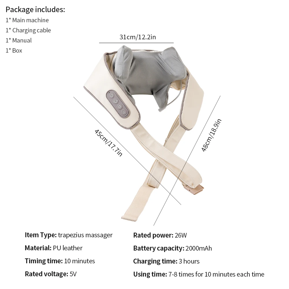 Foreverlily 26W Brushless Motor Neck And Shoulder Massager Wireless Shoulder And Back Kneading Massage Shawl Neck masajeador Foreverlily 26W Brushless Motor Neck And Shoulder Massager Wireless Shoulder And Back Kneading Massage Shawl Neck masajeador