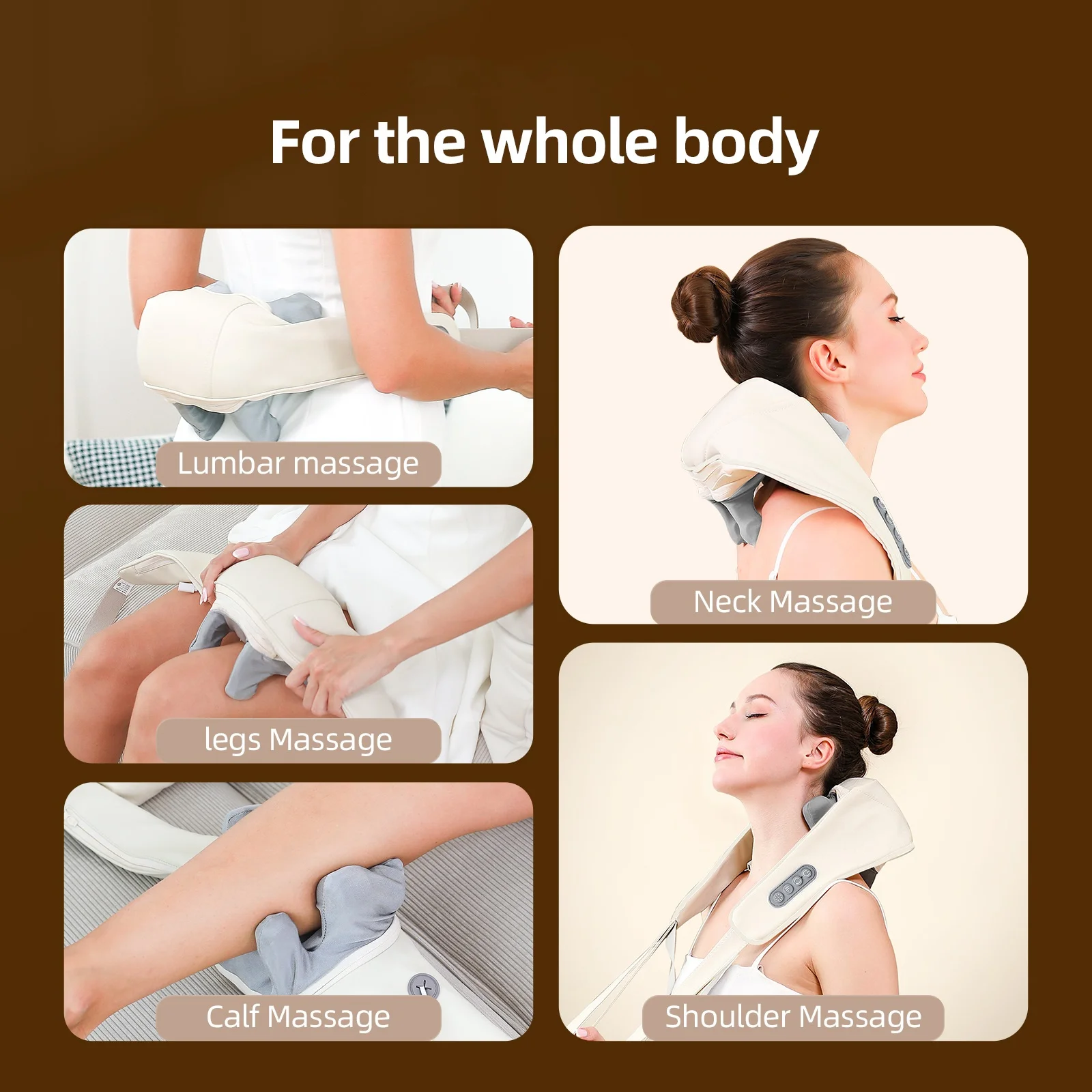 Foreverlily 26W Brushless Motor Neck And Shoulder Massager Wireless Shoulder And Back Kneading Massage Shawl Neck masajeador - Image 6