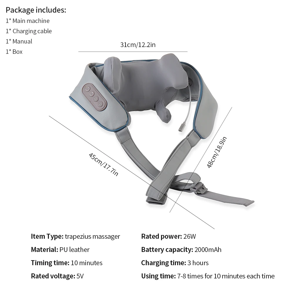 Foreverlily 26W Brushless Motor Neck And Shoulder Massager Wireless Shoulder And Back Kneading Massage Shawl Neck masajeador Foreverlily 26W Brushless Motor Neck And Shoulder Massager Wireless Shoulder And Back Kneading Massage Shawl Neck masajeador
