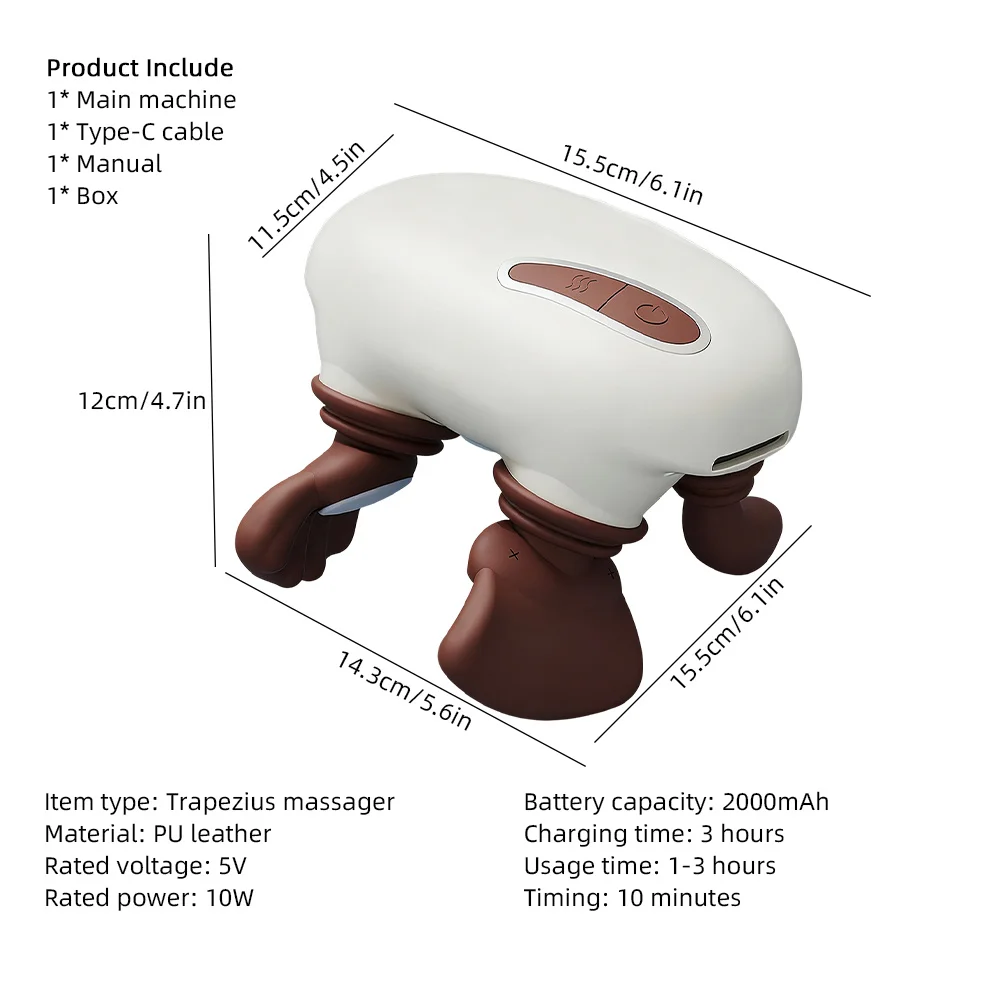 4D Bionic Hand Kneading Neck Shoulder Massager Portable Trapezius Muscle Pinching Massage Shawl Brushless Motor Neck masajeador 4D Bionic Hand Kneading Neck Shoulder Massager Portable Trapezius Muscle Pinching Massage Shawl Brushless Motor Neck masajeador
