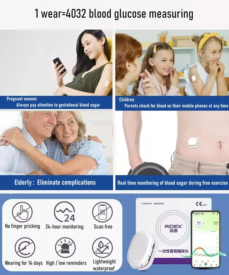 Aidex Glucose Sensor Transmitter Glucometer cgm monitor continuous glucose Diabetes Testing without puncture Freestyle Libre Aidex Glucose Sensor Transmitter Glucometer cgm monitor continuous glucose Diabetes Testing without puncture Freestyle Libre