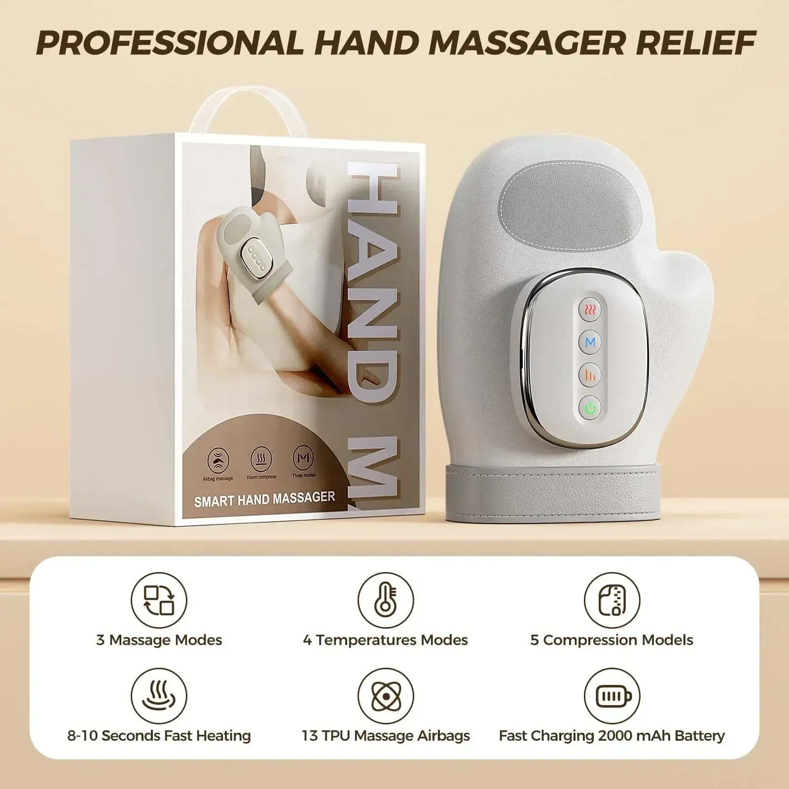 Intelligent Hot Compress Hand Massager Electric Finger Massager Air Compression Vibration Massage For Finger Palm Fatigue Relax - Image 6