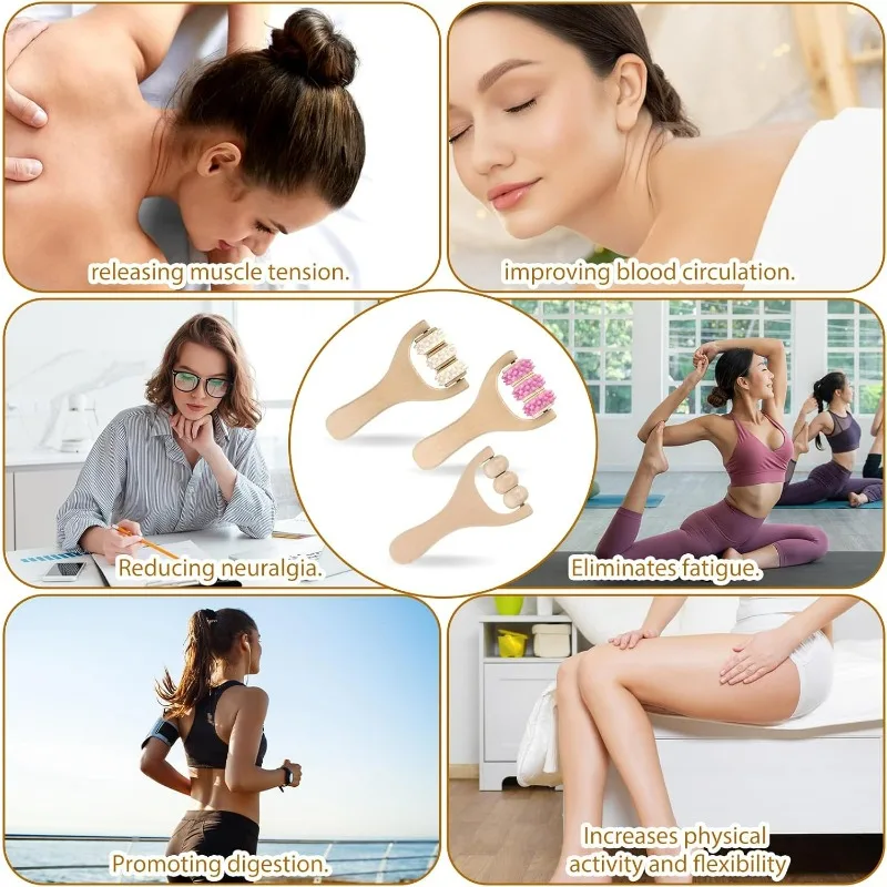 Wooden Massage Roller Set | Handheld Body & Foot Massager for Neck Back Legs | Muscle Relief Tool for Home & Office Use Wooden Massage Roller Set | Handheld Body & Foot Massager for Neck Back Legs | Muscle Relief Tool for Home & Office Use