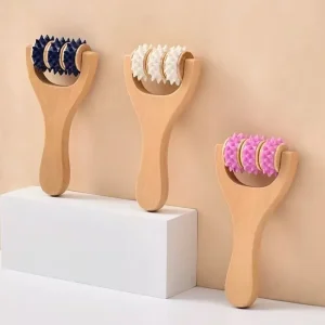 Wooden Massage Roller Set | Handheld Body & Foot Massager for Neck Back Legs | Muscle Relief Tool for Home & Office Use