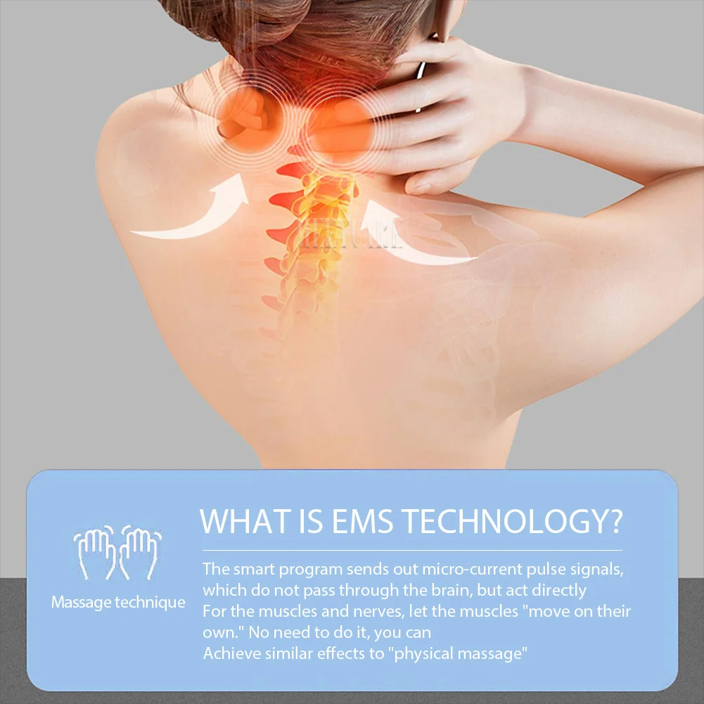 TENS Pulse Back Neck Massage Wireless Smart Sholder Cervical Massager Heating Muscle Punch Beating Health Care Tool TENS Pulse Back Neck Massage Wireless Smart Sholder Cervical Massager Heating Muscle Punch Beating Health Care Tool