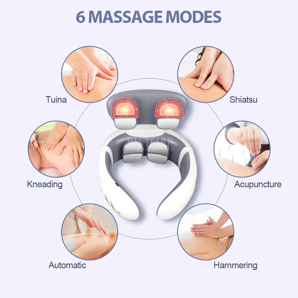 TENS Pulse Back Neck Massage Wireless Smart Sholder Cervical Massager Heating Muscle Punch Beating Health Care Tool TENS Pulse Back Neck Massage Wireless Smart Sholder Cervical Massager Heating Muscle Punch Beating Health Care Tool