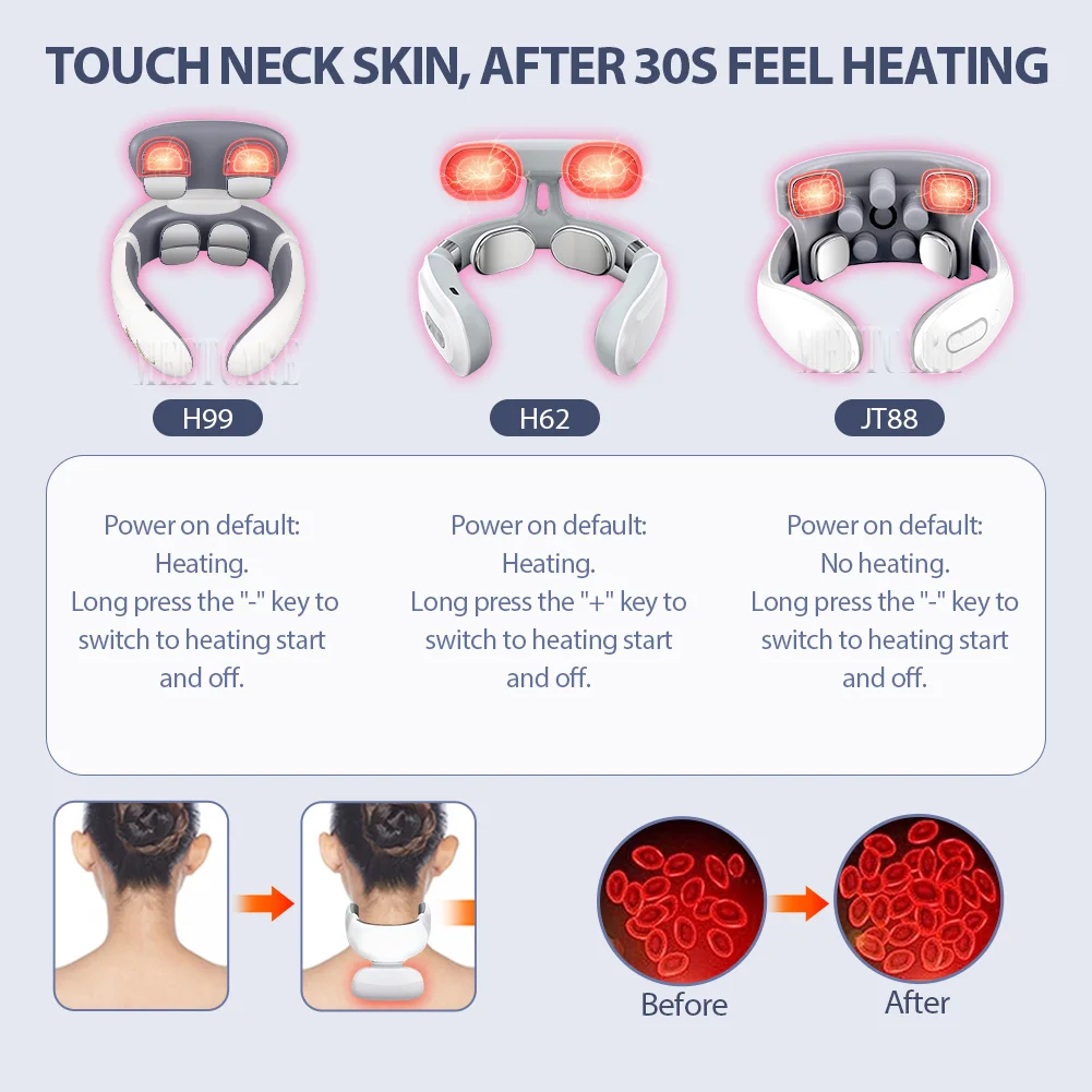 TENS Pulse Back Neck Massage Wireless Smart Sholder Cervical Massager Heating Muscle Punch Beating Health Care Tool - Image 3
