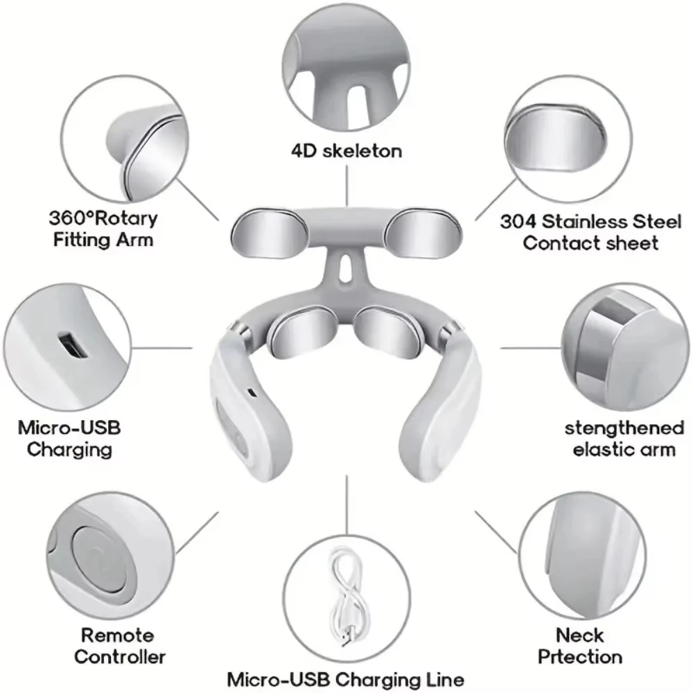 Portable Smart Neck Massager USB Charging for Cervical Pain Relief for Neck PainElectric Deep Tissue Massager for Neck Portable Smart Neck Massager USB Charging for Cervical Pain Relief for Neck PainElectric Deep Tissue Massager for Neck