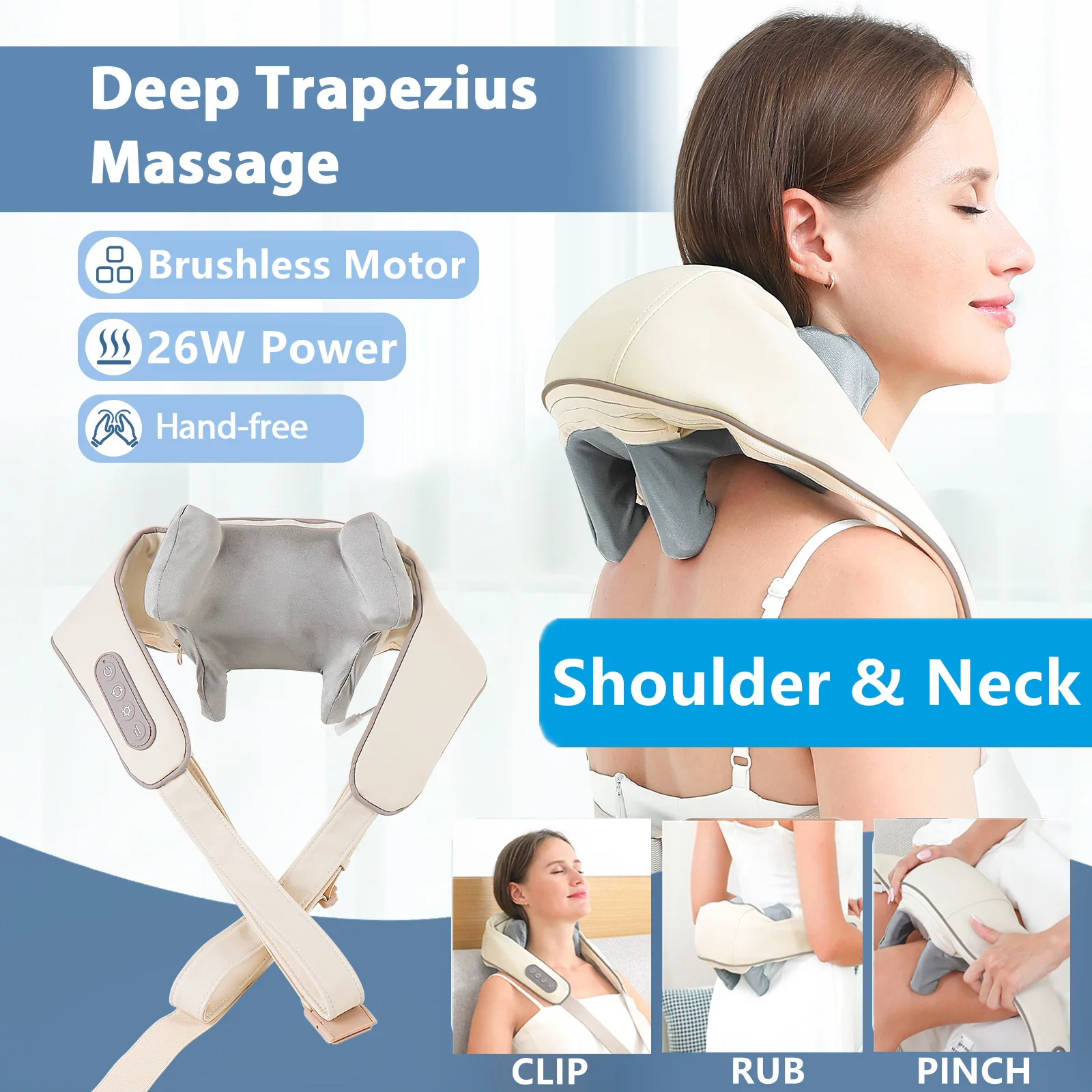 Foreverlily 26W Brushless Motor Neck And Shoulder Massager Wireless Shoulder And Back Kneading Massage Shawl Neck masajeador Foreverlily 26W Brushless Motor Neck And Shoulder Massager Wireless Shoulder And Back Kneading Massage Shawl Neck masajeador