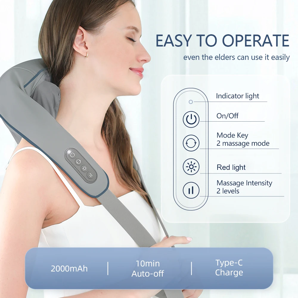 Foreverlily 26W Brushless Motor Neck And Shoulder Massager Wireless Shoulder And Back Kneading Massage Shawl Neck masajeador Foreverlily 26W Brushless Motor Neck And Shoulder Massager Wireless Shoulder And Back Kneading Massage Shawl Neck masajeador