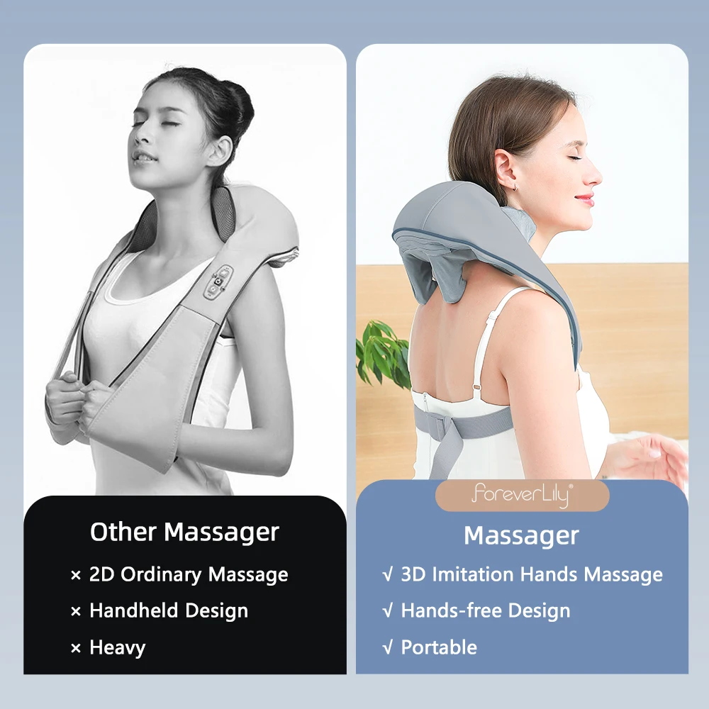 Foreverlily 26W Brushless Motor Neck And Shoulder Massager Wireless Shoulder And Back Kneading Massage Shawl Neck masajeador Foreverlily 26W Brushless Motor Neck And Shoulder Massager Wireless Shoulder And Back Kneading Massage Shawl Neck masajeador