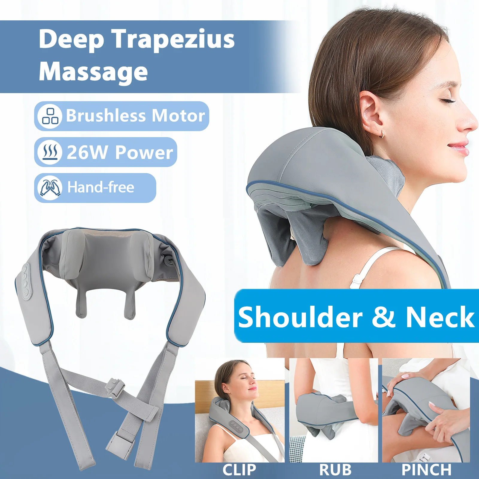 Foreverlily 26W Brushless Motor Neck And Shoulder Massager Wireless Shoulder And Back Kneading Massage Shawl Neck masajeador Foreverlily 26W Brushless Motor Neck And Shoulder Massager Wireless Shoulder And Back Kneading Massage Shawl Neck masajeador