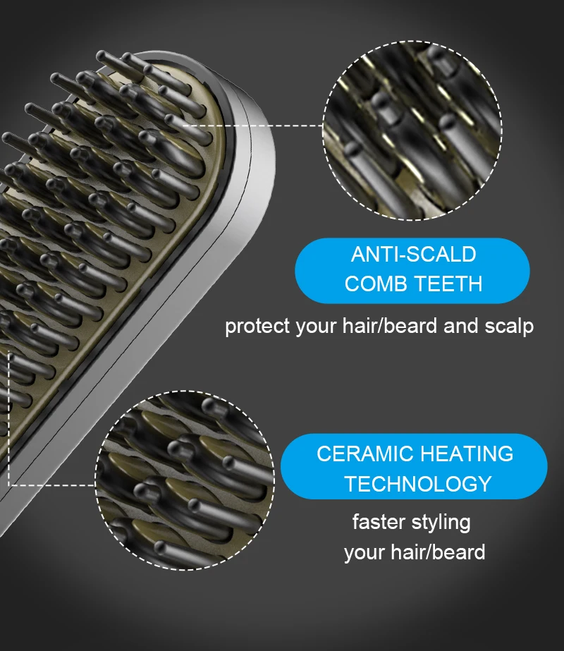 ANLAN Beard Hair Straightening Brush Hot Heated Comb Men Beard Multifunctional Straightener Ceramic Comb Quick Hair Styler ANLAN Beard Hair Straightening Brush Hot Heated Comb Men Beard Multifunctional Straightener Ceramic Comb Quick Hair Styler