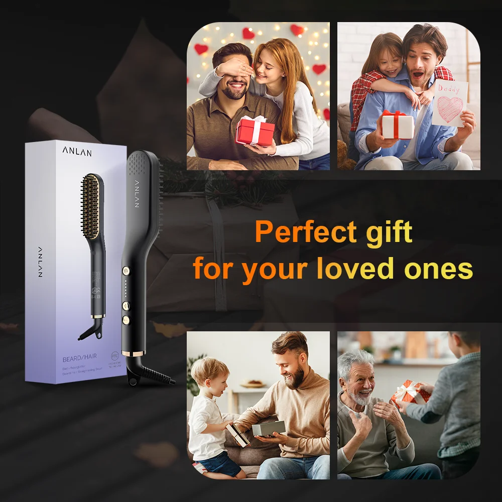 ANLAN Beard Hair Straightening Brush Hot Heated Comb Men Beard Multifunctional Straightener Ceramic Comb Quick Hair Styler ANLAN Beard Hair Straightening Brush Hot Heated Comb Men Beard Multifunctional Straightener Ceramic Comb Quick Hair Styler