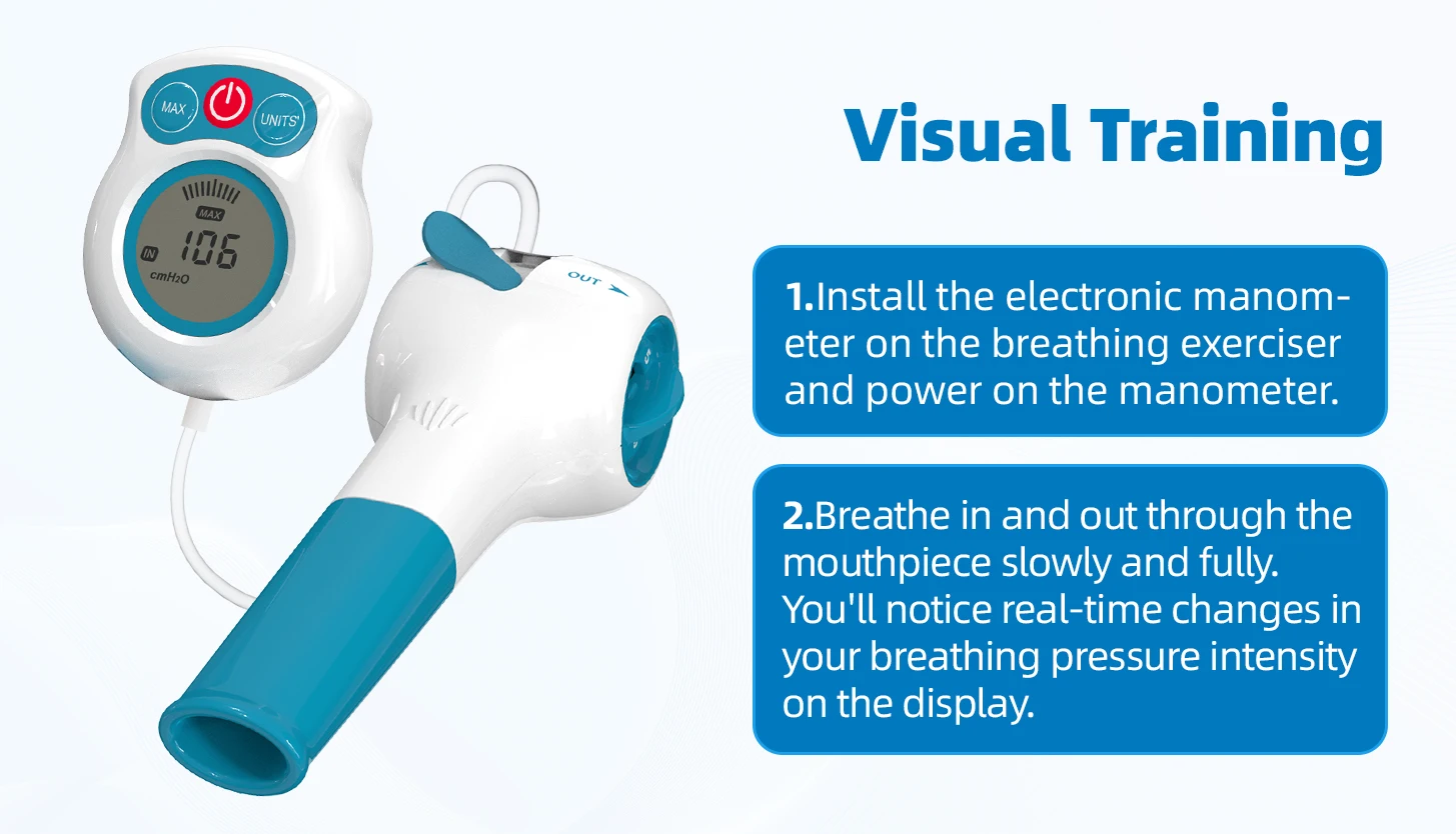 Breathing Exercise Device with Digital Manometer Lung Exerciser Device Respiratory Muscle Trainer Improve Lung Capacity with App Breathing Exercise Device with Digital Manometer Lung Exerciser Device Respiratory Muscle Trainer Improve Lung Capacity with App