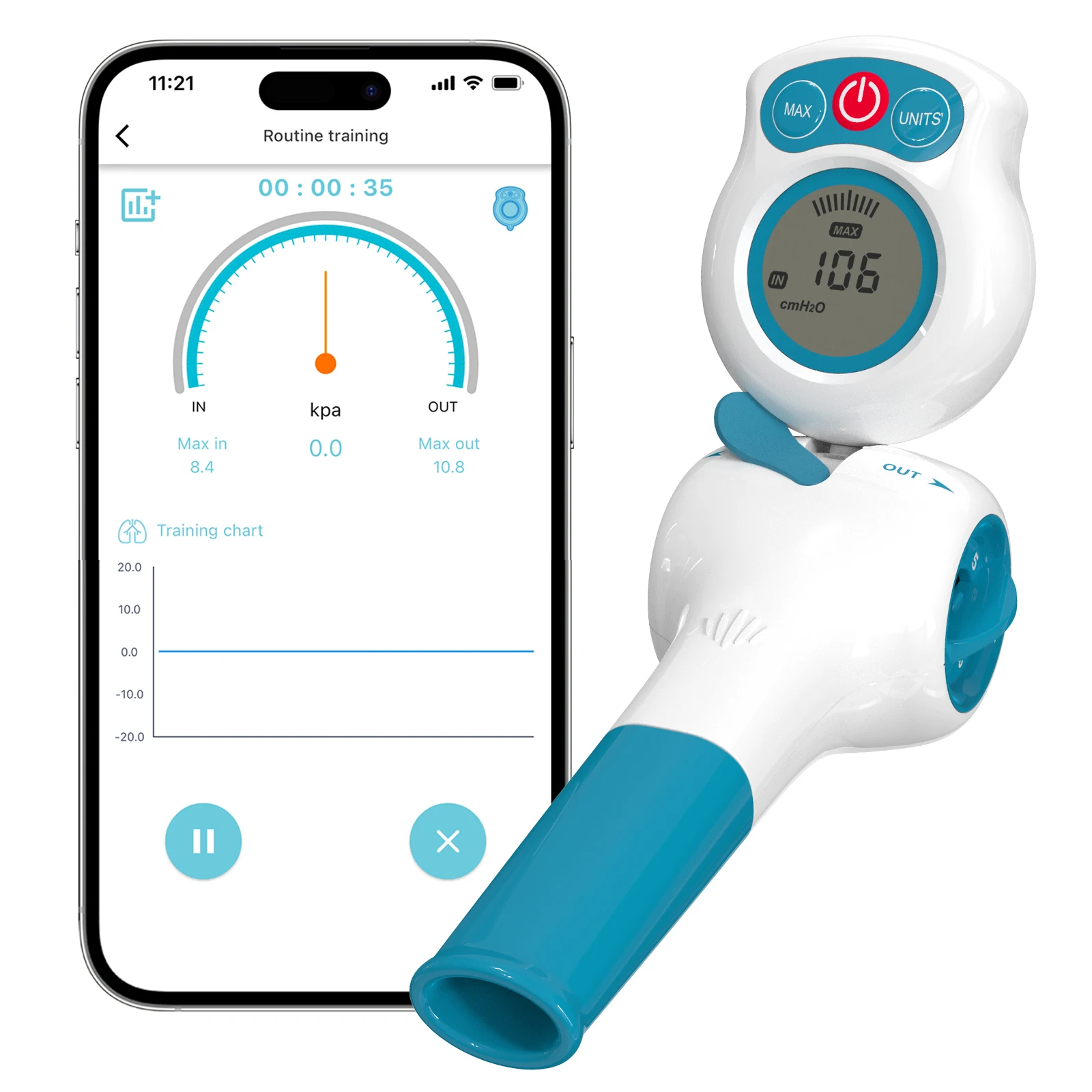 Breathing Exercise Device with Digital Manometer Lung Exerciser Device Respiratory Muscle Trainer Improve Lung Capacity with App Breathing Exercise Device with Digital Manometer Lung Exerciser Device Respiratory Muscle Trainer Improve Lung Capacity with App