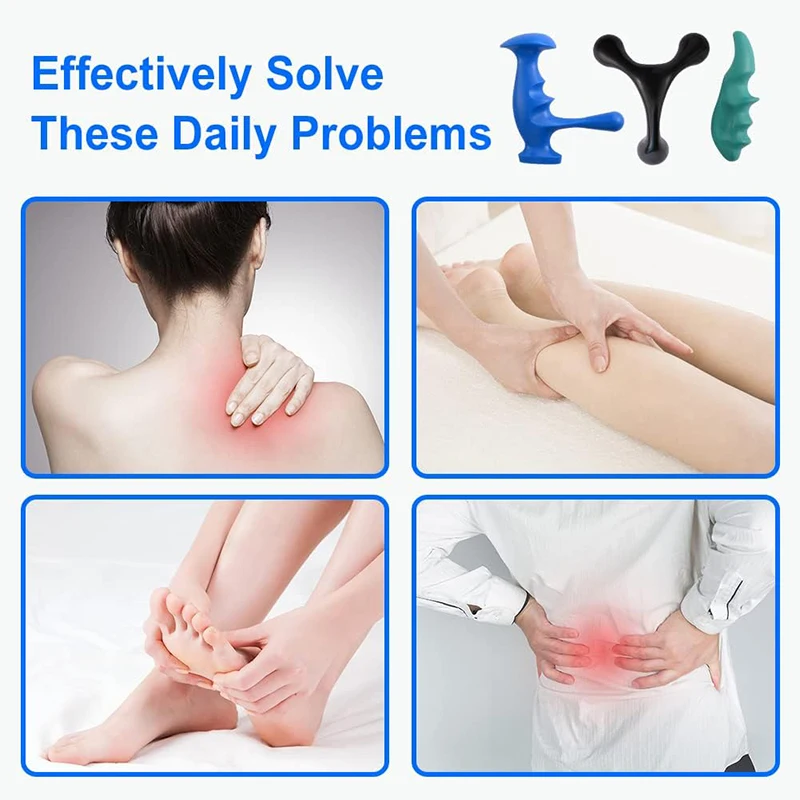Manual Trigger Point Massage Tool and Thumb Saver for Full Body Deep Tissue Massage, with 3-Legged Massage Knobs, Stress Relief - Image 4