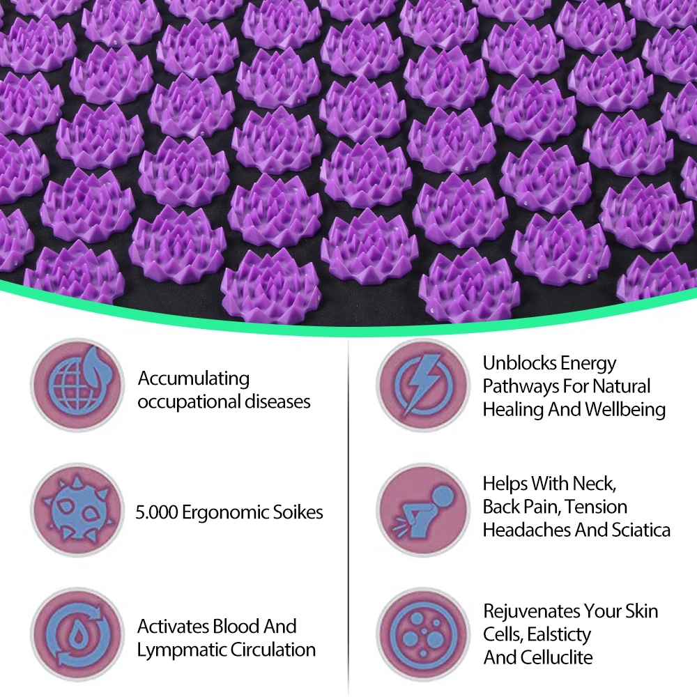 Acupressure Yoga Mat Kuznetsov's Applicator Cushion Sensi Massage Body Needles With Spikes Pillow Foot Massager Fitness Pilates Acupressure Yoga Mat Kuznetsov's Applicator Cushion Sensi Massage Body Needles With Spikes Pillow Foot Massager Fitness Pilates