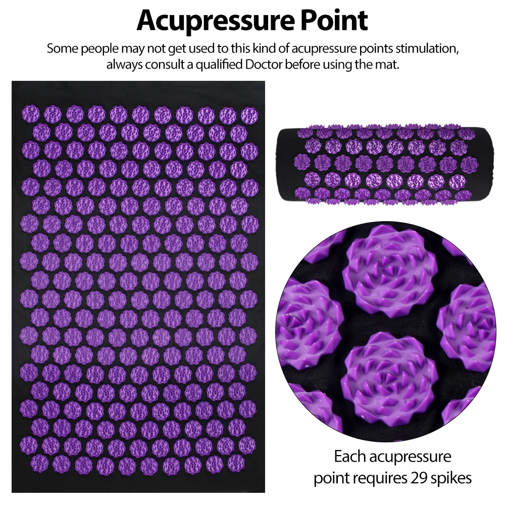 Acupressure Yoga Mat Kuznetsov's Applicator Cushion Sensi Massage Body Needles With Spikes Pillow Foot Massager Fitness Pilates Acupressure Yoga Mat Kuznetsov's Applicator Cushion Sensi Massage Body Needles With Spikes Pillow Foot Massager Fitness Pilates