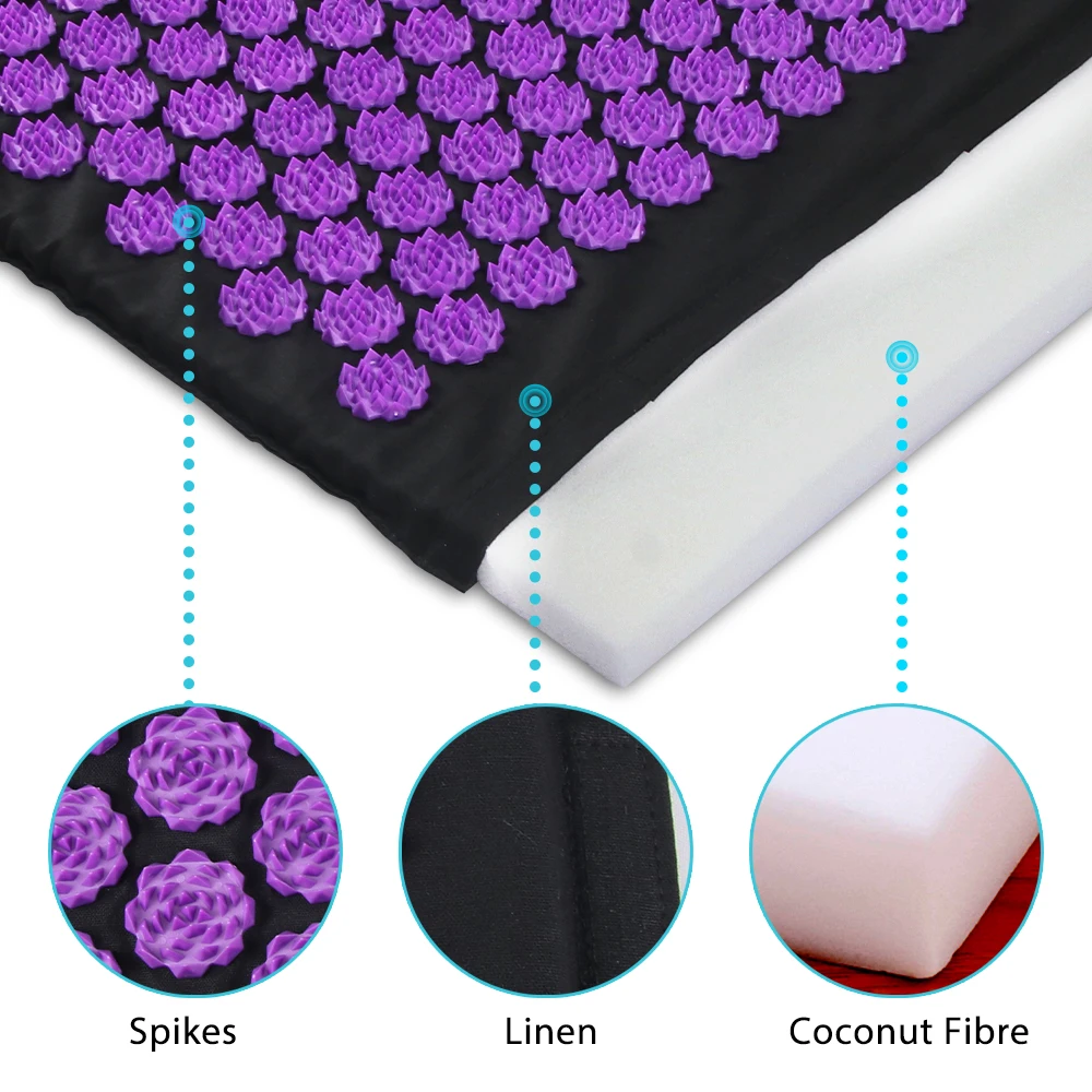 Acupressure Yoga Mat Kuznetsov's Applicator Cushion Sensi Massage Body Needles With Spikes Pillow Foot Massager Fitness Pilates Acupressure Yoga Mat Kuznetsov's Applicator Cushion Sensi Massage Body Needles With Spikes Pillow Foot Massager Fitness Pilates