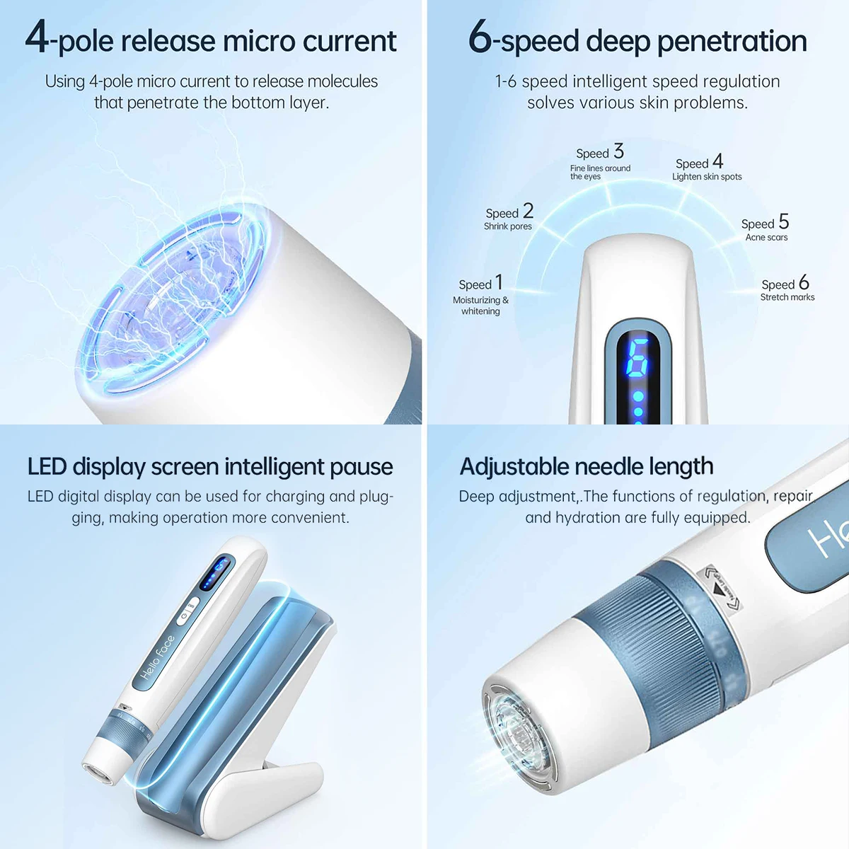 Hello Face H5 Derma pen Original Professional Derma Pen 2 in 1 EMS Automatic Microneedling pen - Image 3