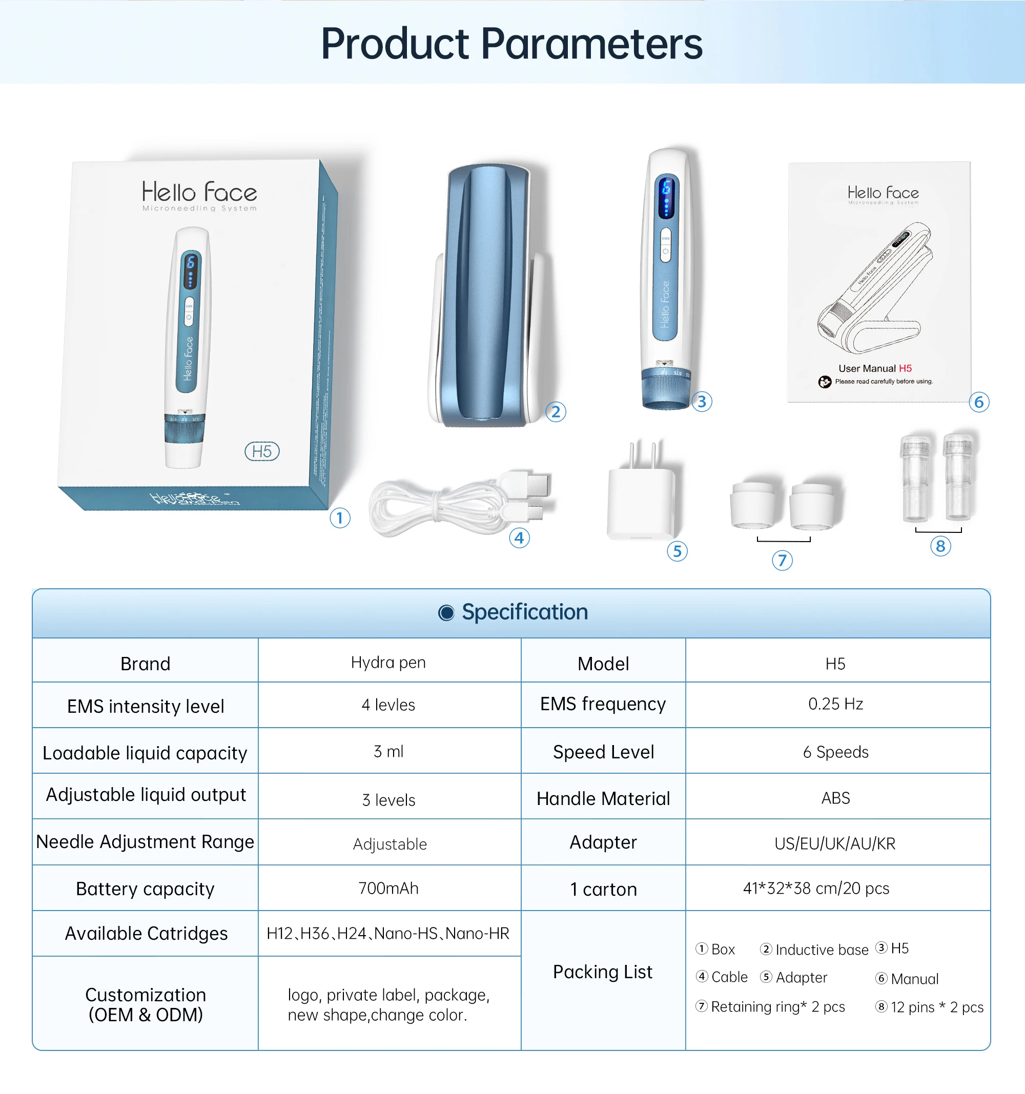 Hello Face H5 Derma pen Original Professional Derma Pen 2 in 1 EMS Automatic Microneedling pen - Image 6