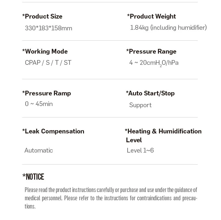 Portable Home Auto Bipap Bi-Level CPAP Machine Travel Anti Snoring Sleep Apnea Treatment Device with CPAP Mask