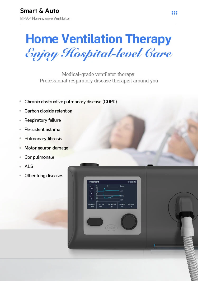 Portable Home Auto Bipap Bi-Level CPAP Machine Travel Anti Snoring Sleep Apnea Treatment Device with CPAP Mask