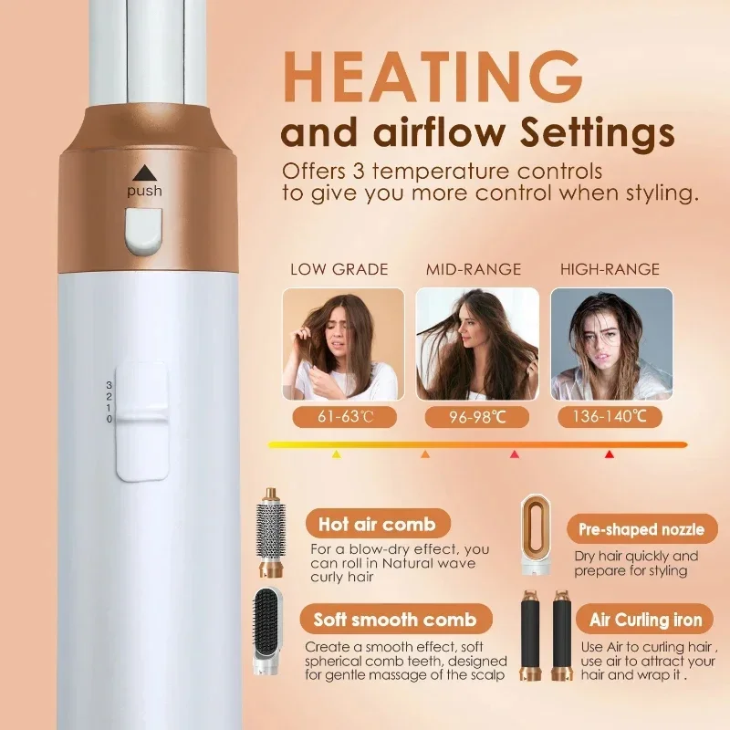 5 in 1 Hair Dryer Brush Hot Comb Set Professional Curling Iron Hair Straightener Styling Tool For Professional Hair Dryer - Image 4