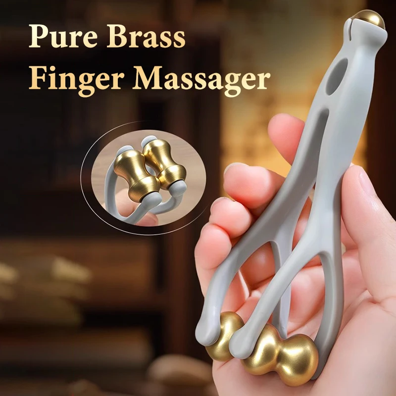 Finger Massage Dual-Row Roller Brass Roller Design Easy Use Relieve Finger Fatigue Promote Blood Portable Finger Massage Tool' - Image 6