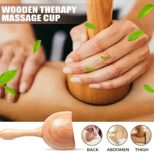 Wooden Handheld Massage Cup,Wooden Swedish Cup, Lymphatic Drainage Massage Tool,for Body Sculpting Anti-Cellulite Gua Sha